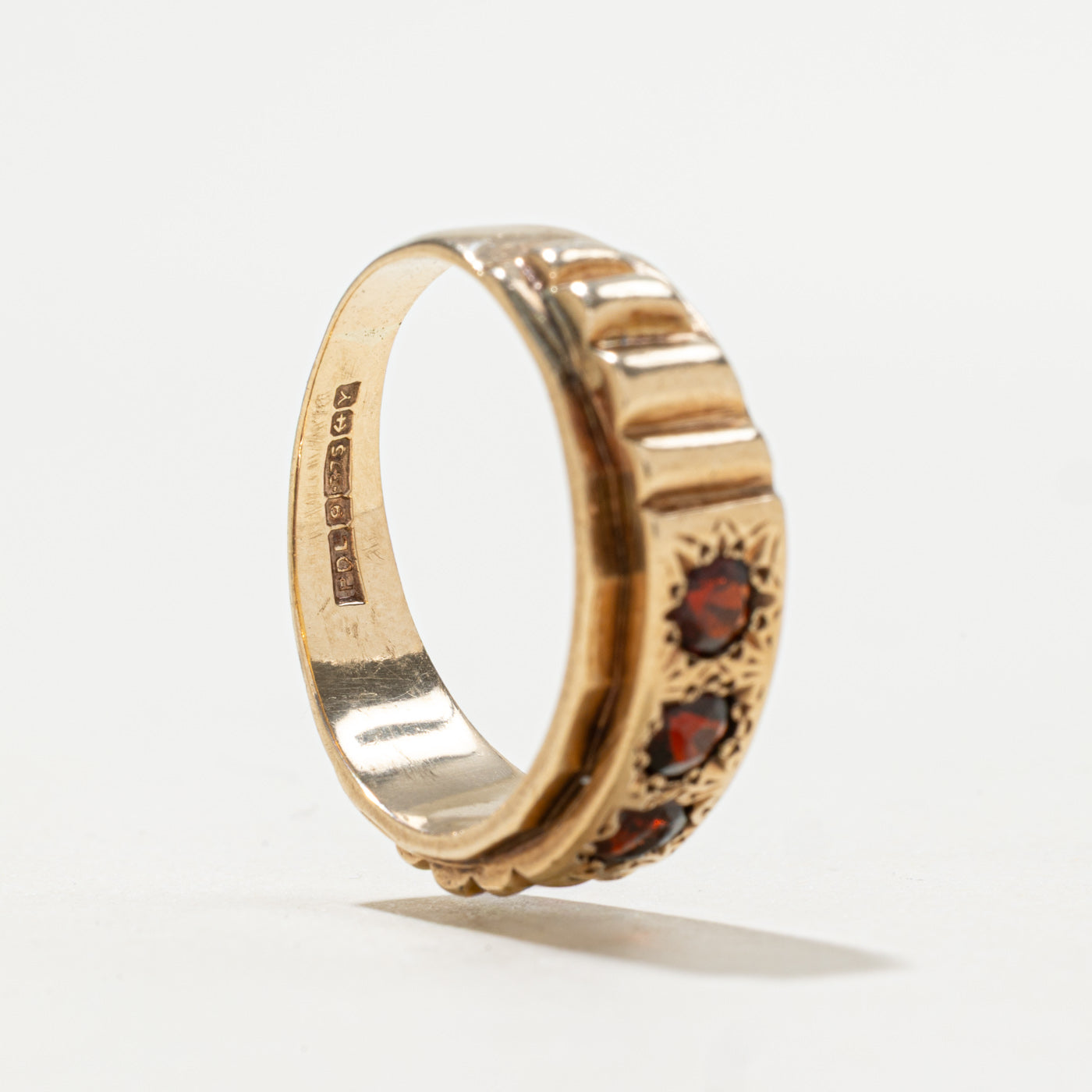 1973 Birmingham 9K Star Set Three Stone Garnet Ring | 0.50ctw | SZ 8.5