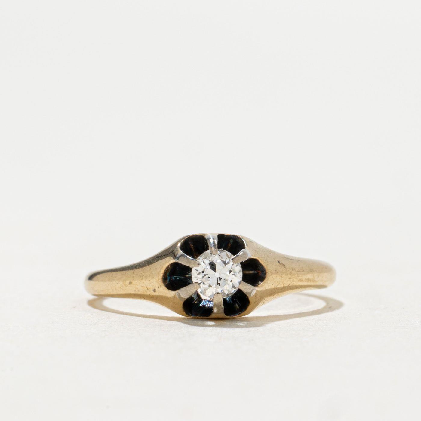 14K Old European Cut Belcher Set Diamond Ring | 0.14ct | SZ 3.5