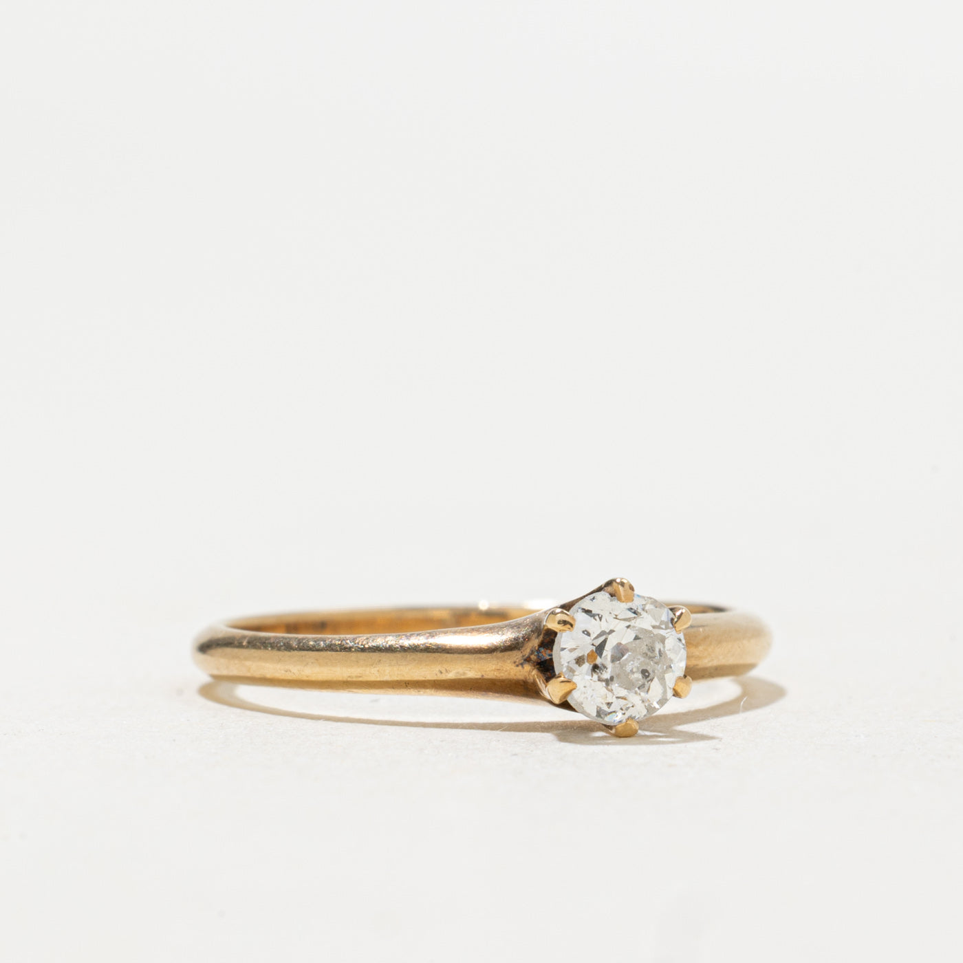 Bague solitaire en or 18 carats avec diamant taille ancienne européenne | 0,27 ct | Taille 5,75