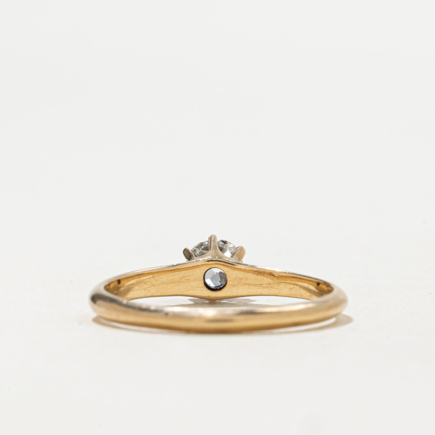 Bague solitaire en or 18 carats avec diamant taille ancienne européenne | 0,27 ct | Taille 5,75