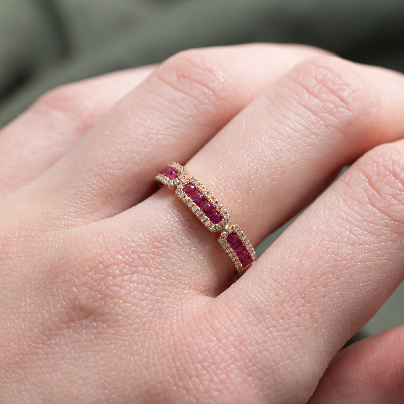 Ruby & Diamond Semi Eternity Band | 0.40ctw, 0.22ctw | SZ 6.5