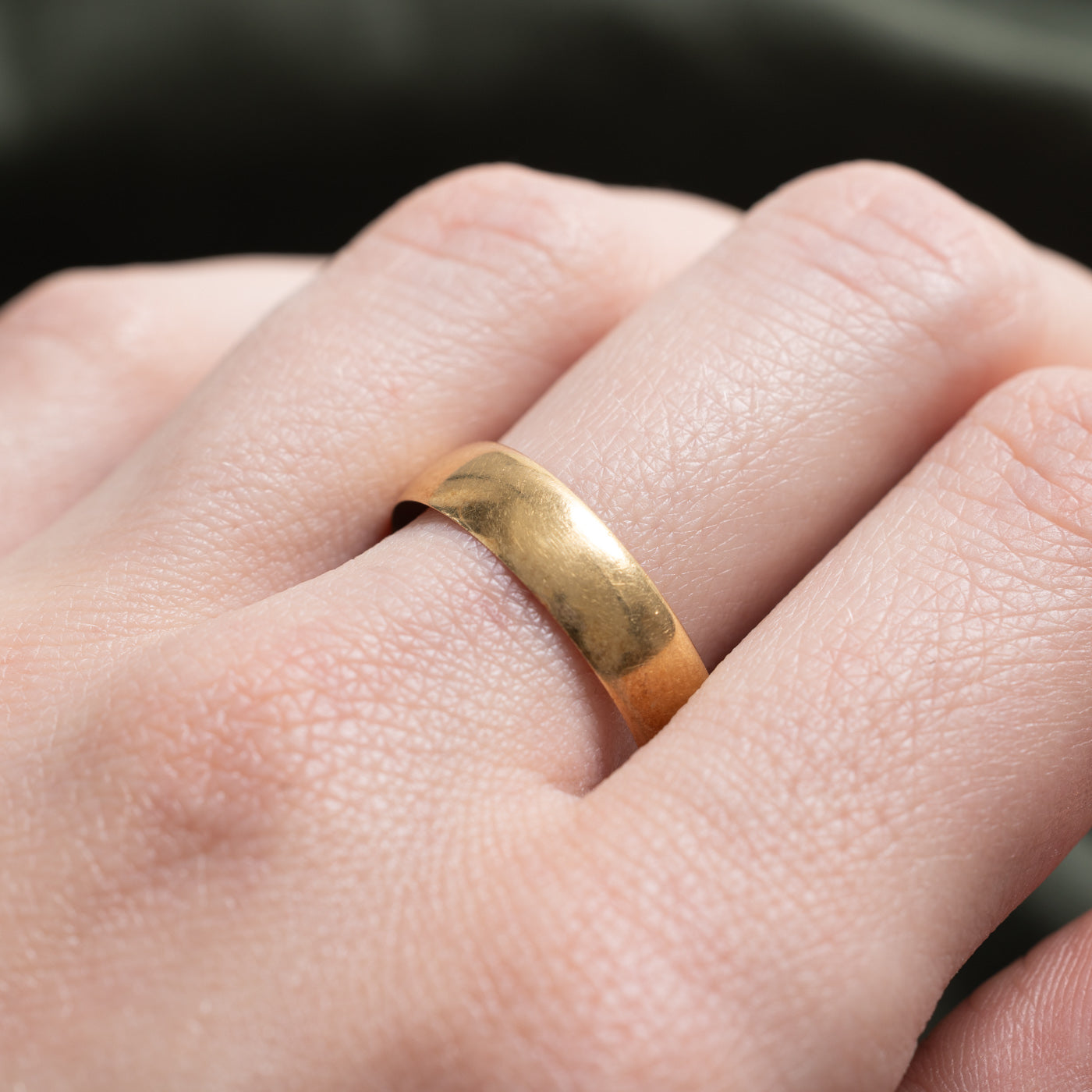 Antique 1917 Birmingham 18k Yellow Gold Band | 5.25mm | SZ 8.75