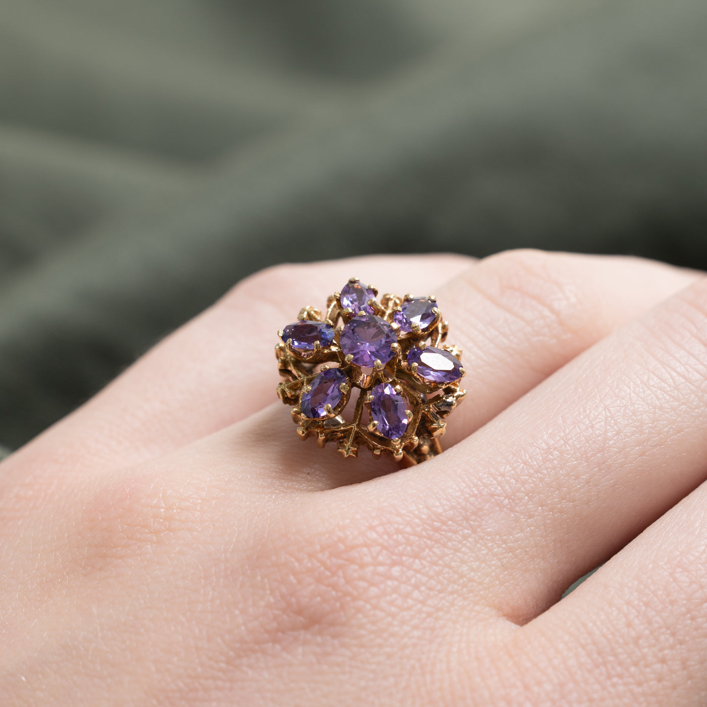 Bague cocktail ornée d'un motif floral en saphir synthétique | 2,15 ct | Taille 5,75