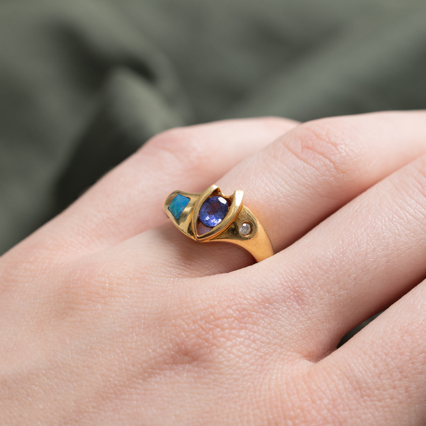 18K Multi Gemstone Abstract Ring | 0.60ctw, 0.03ct | SZ 6.5