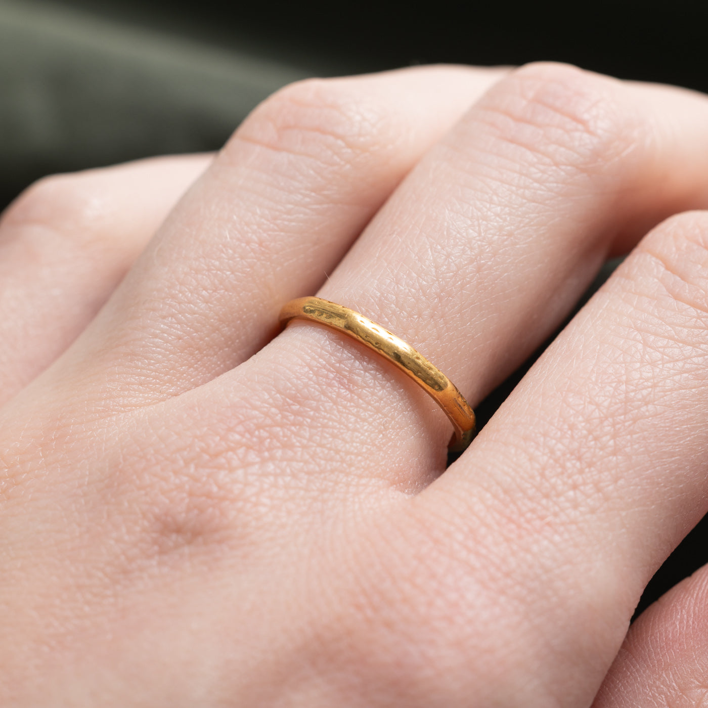 Bague hexagonale en or jaune 22 carats, 1950 London | 2,15 mm | Taille 6,5