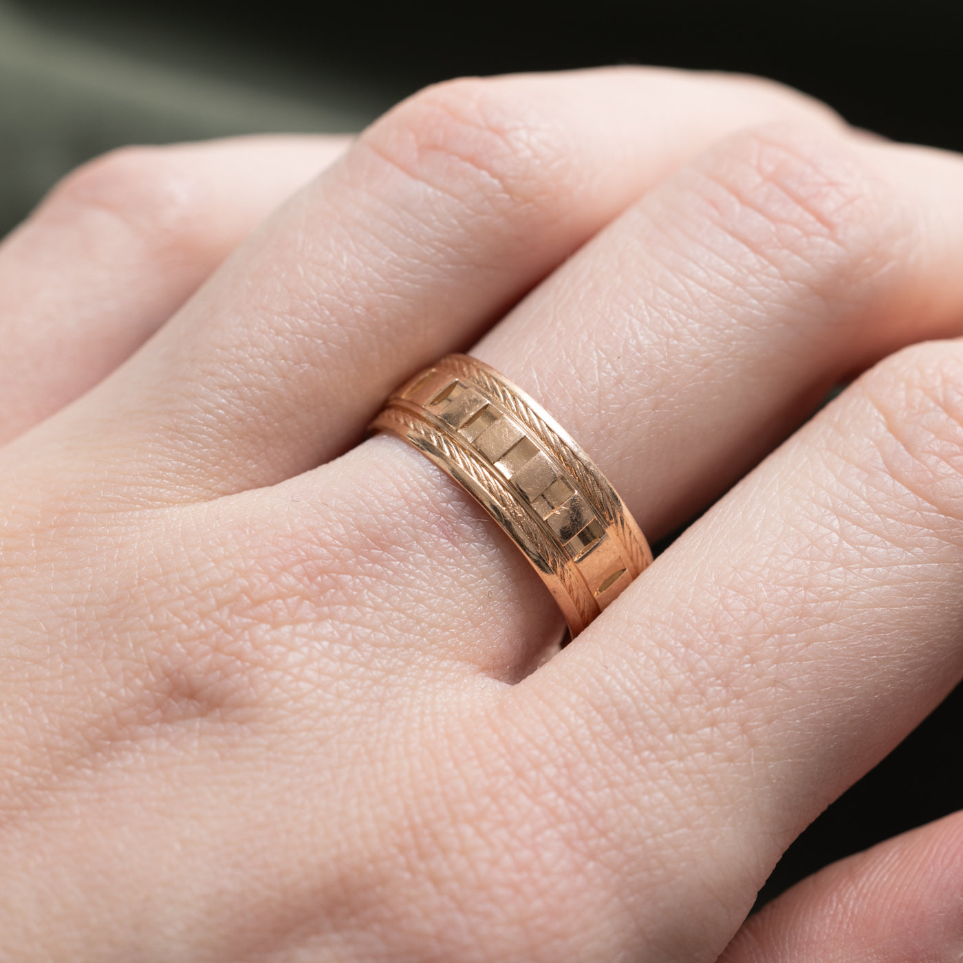 Soviet 14k Rose Gold Fluted Rope Band | 7.25mm | SZ 9
