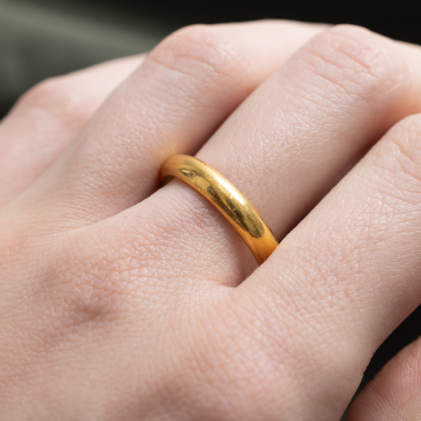 Alliance en or jaune 23 carats de style géorgien (1976) | 4 mm | Taille 9,5