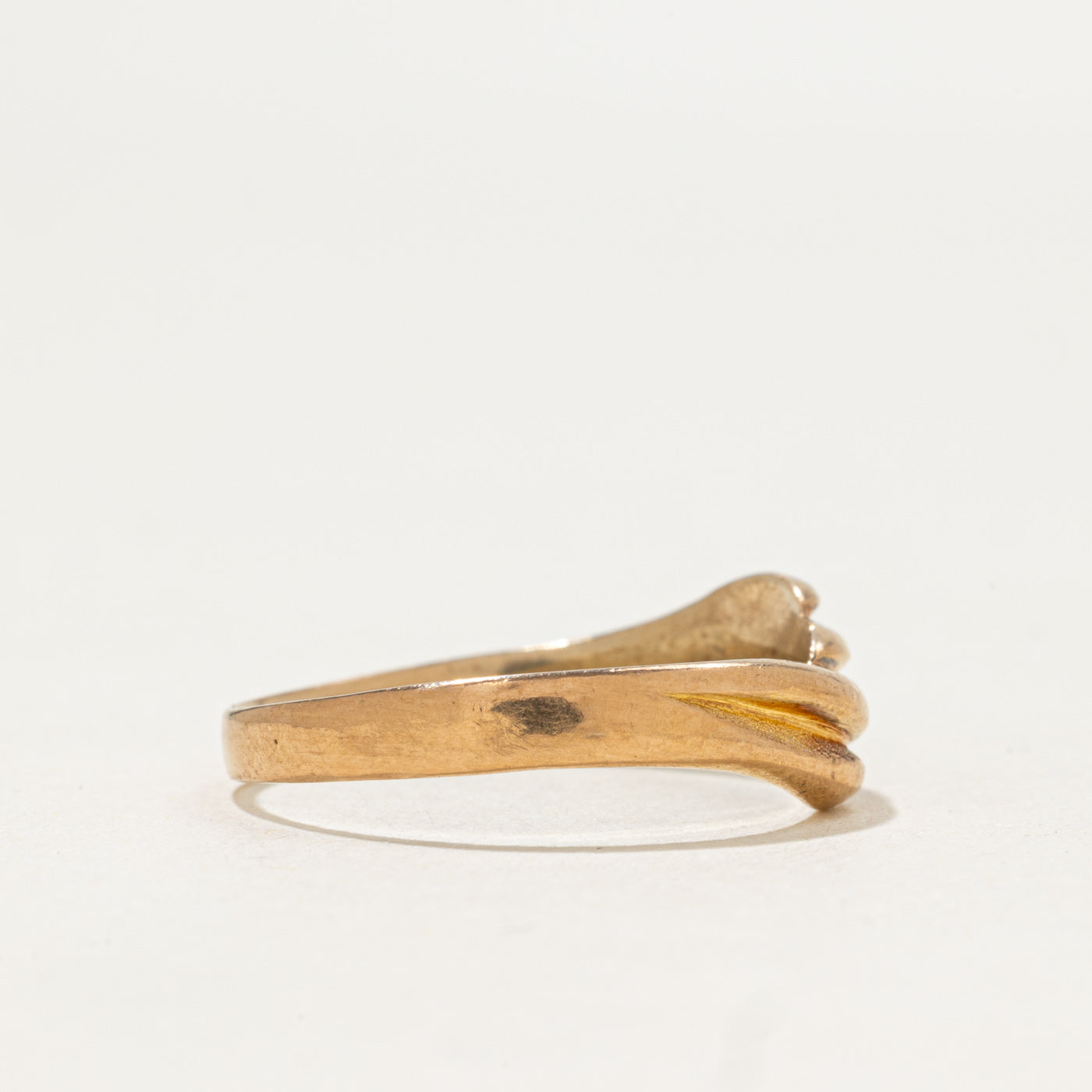 14k Yellow Gold Grooved Bypass Ring | SZ 7.5