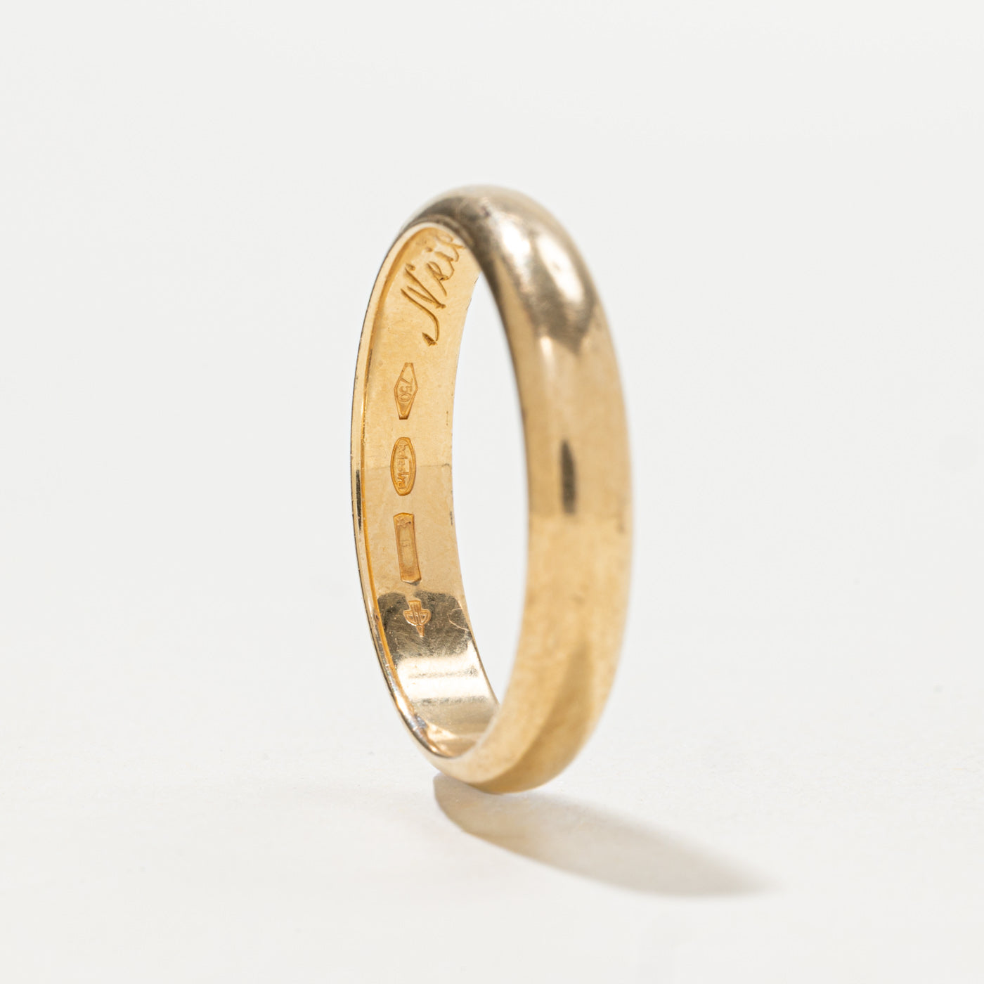 Alliance italienne en or jaune 18 carats gravée | 4 mm | Taille 10