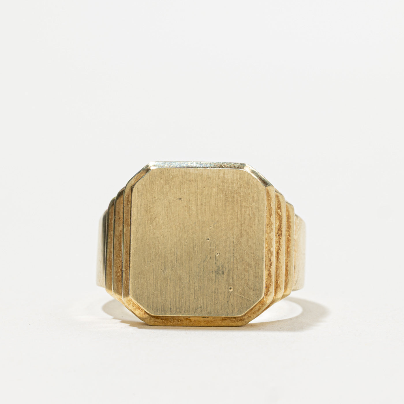 Antique Austro-Hungarian 14k Yellow Gold Fluted Signet Ring | SZ 10