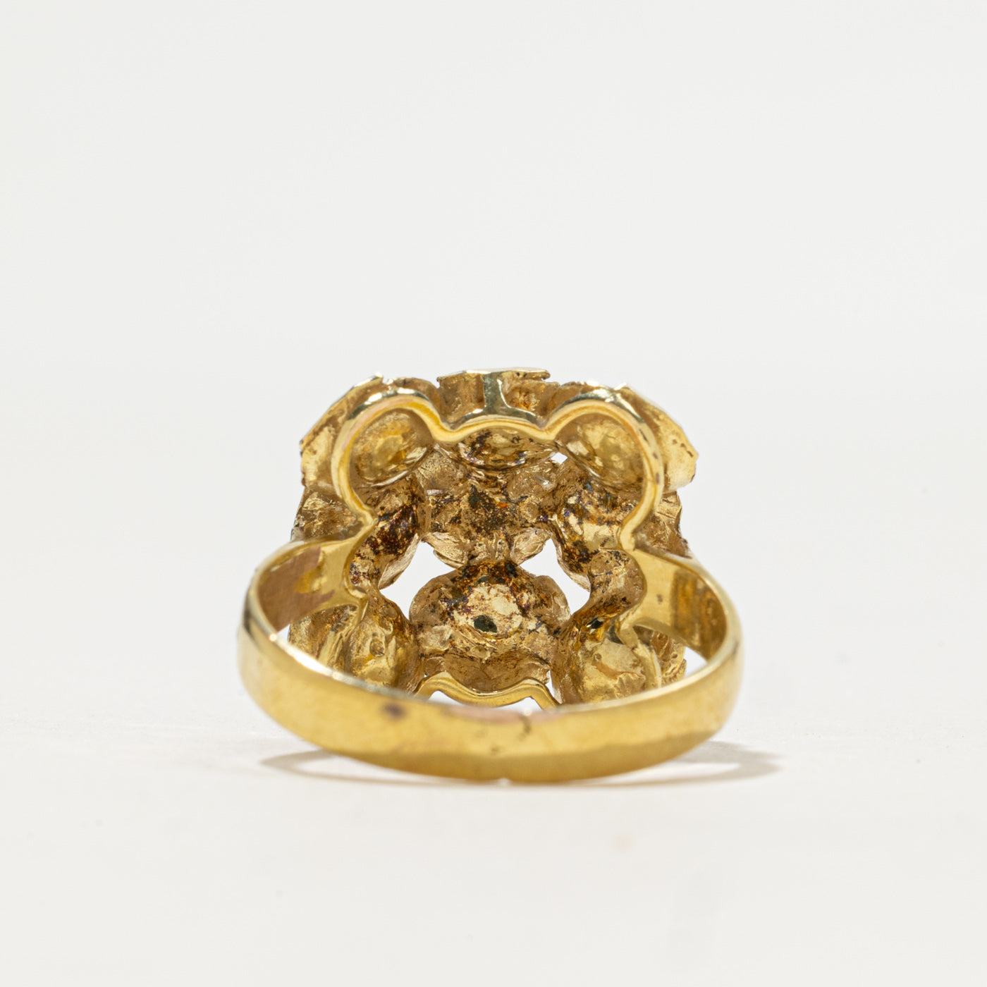 1977 London 9k Yellow Gold Flower Petal Cocktail Ring | SZ 8