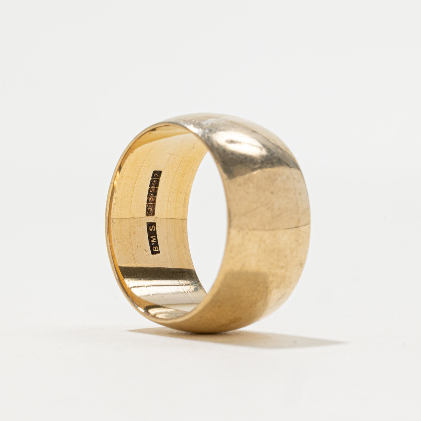 Bague de cigare en or jaune 9 carats Birmingham 1989 | 10 mm | Taille 7,5