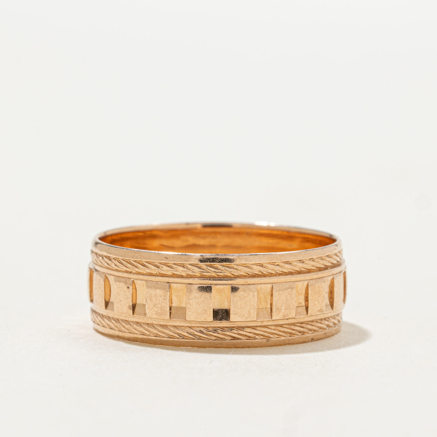 Soviet 14k Rose Gold Fluted Rope Band | 7.25mm | SZ 9