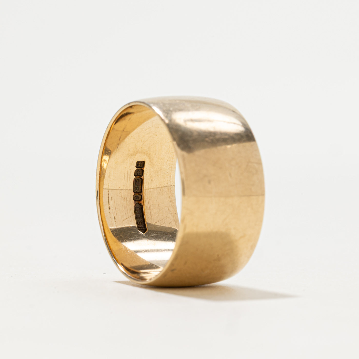 Bague de cigare épaisse en or jaune 9 carats Birmingham 1994 | 11,5 mm | Taille 12