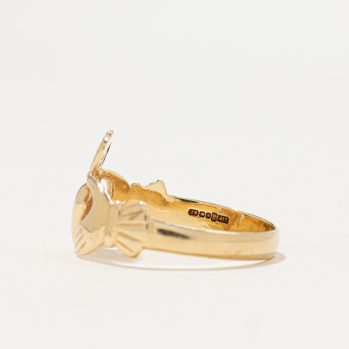 Bague Claddagh en or jaune 10 carats, Dublin 1999 | Taille 10,25