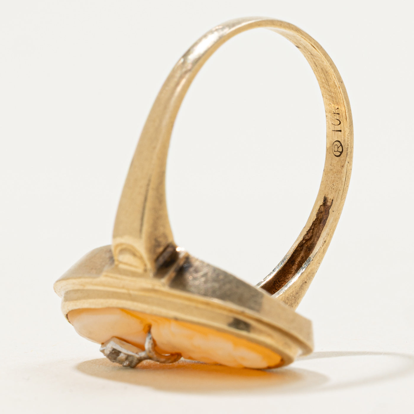 10k Shell Cameo & Diamond Accented Ring | 1.7ct, 0.005ct | SZ 8.25
