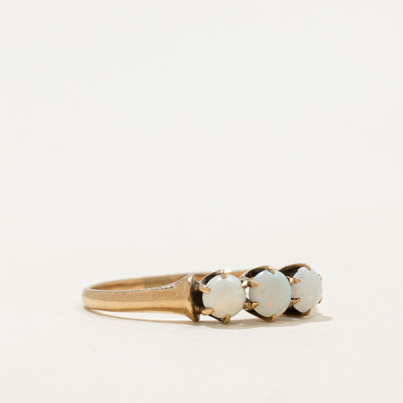 10k Three Stone Cabochon Opal Ring | 0.38ctw | SZ 6.5
