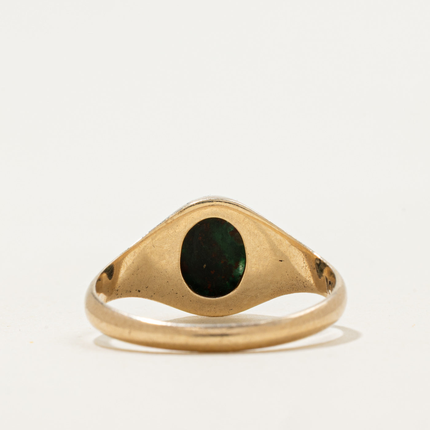 10k Oval Cabochon Bloodstone Signet Ring | 0.66ct | SZ 6.25