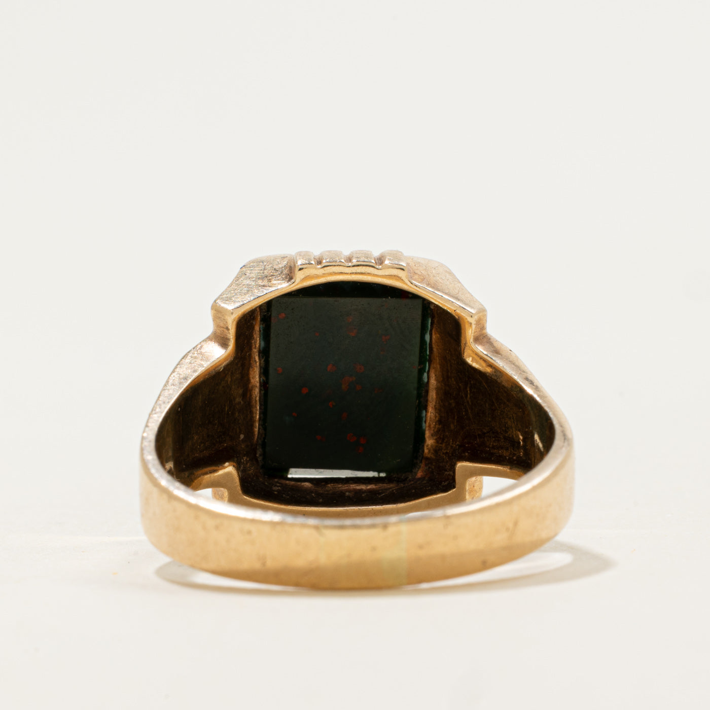 10k Rectangle Flat Cabochon Bloodstone Ring | 2.5ct | SZ 10.5