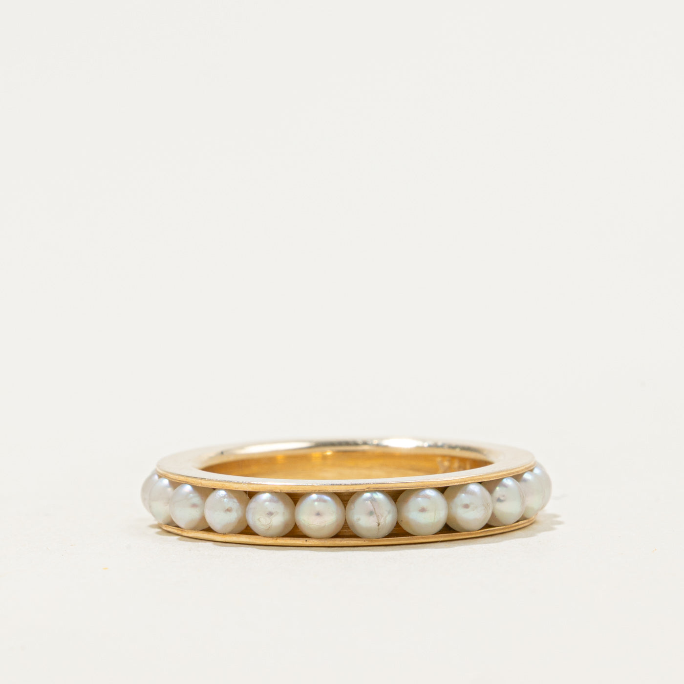 14k Pearl Eternity Band | SZ 4.25