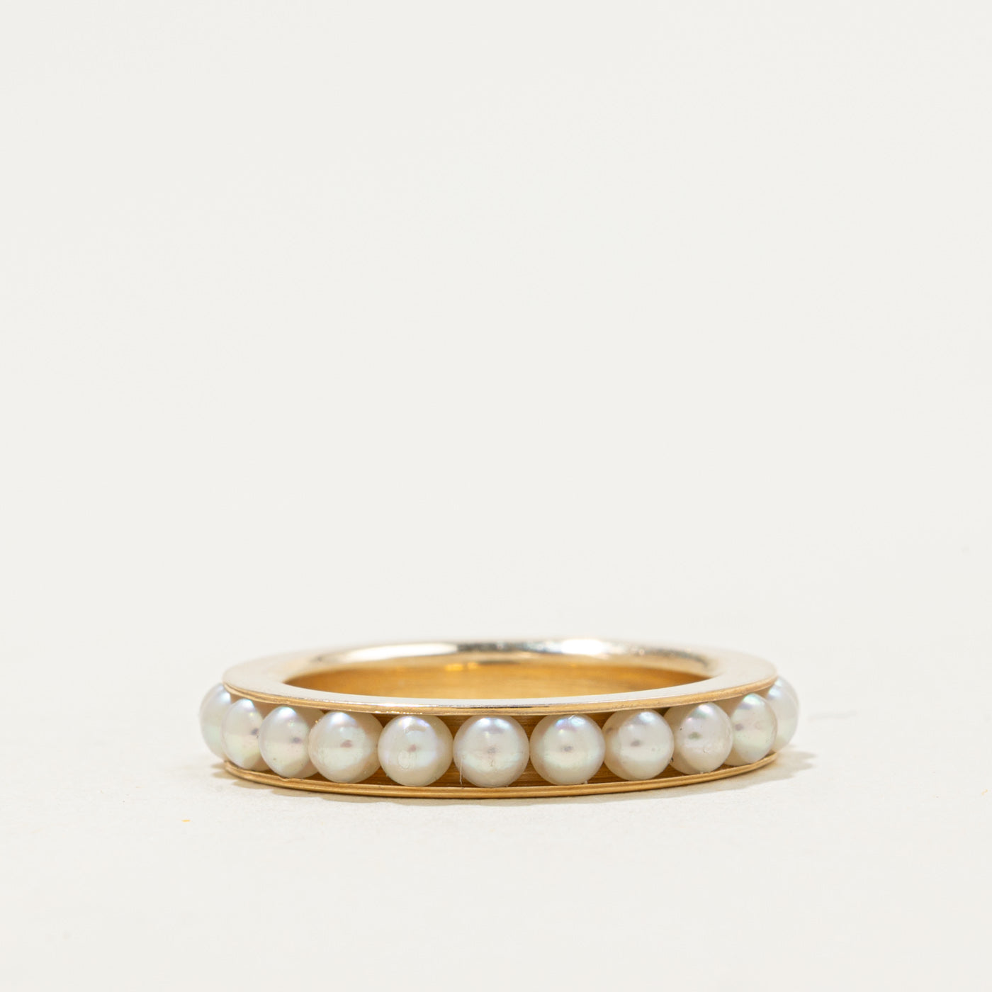 14k Pearl Eternity Band | SZ 4.25
