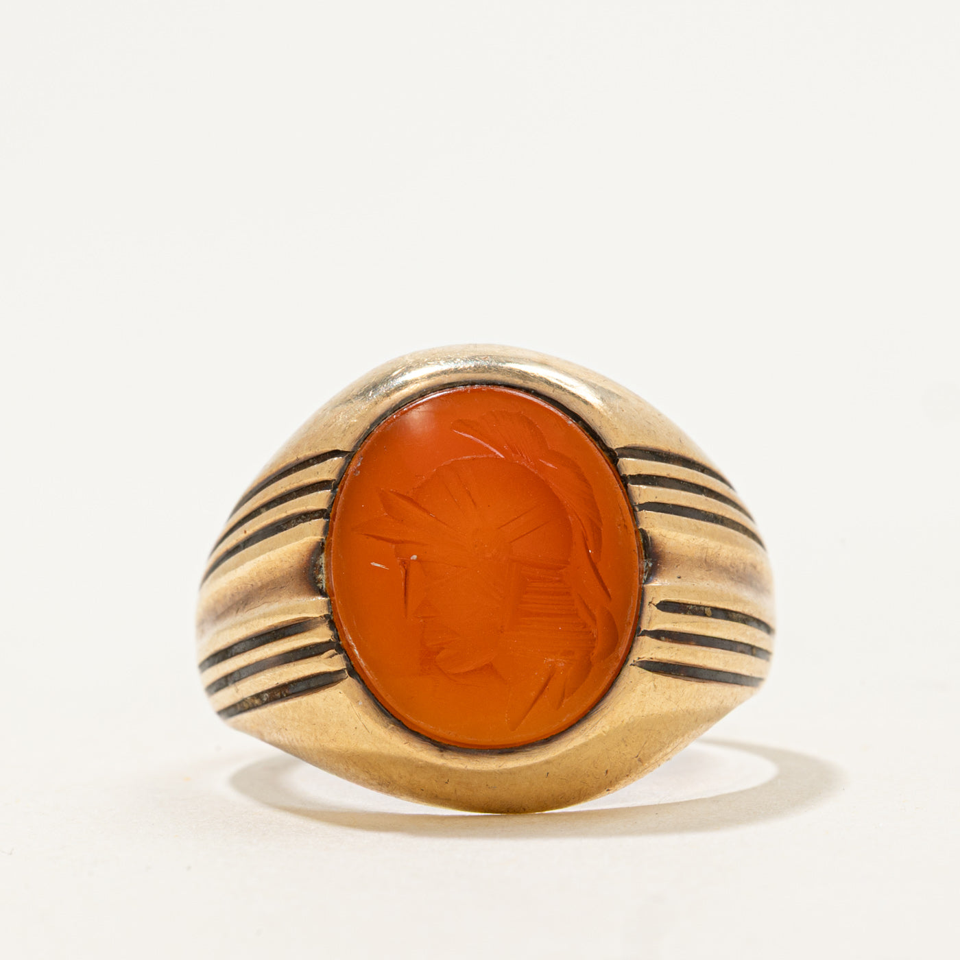 14k Carnelian Intaglio Signet Style Ring | 2.85ct | SZ 10.25