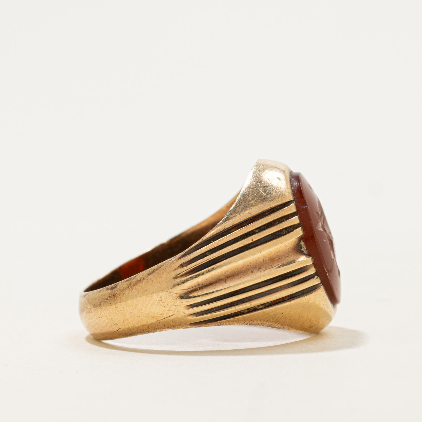 14k Carnelian Intaglio Signet Style Ring | 2.85ct | SZ 10.25