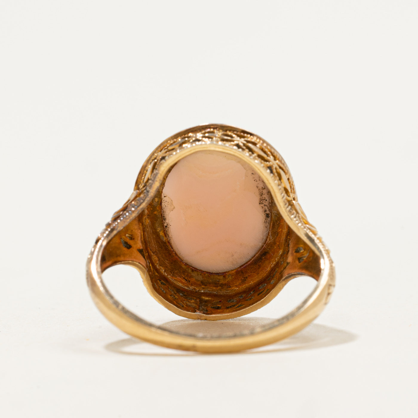 14k Cameo Scrollwork Engraved Ring | 3.25ct | SZ 5.75