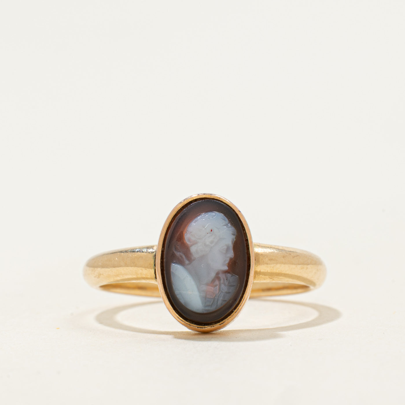 14k Agate Cameo Ring | 1.1ct | SZ 6.5 |