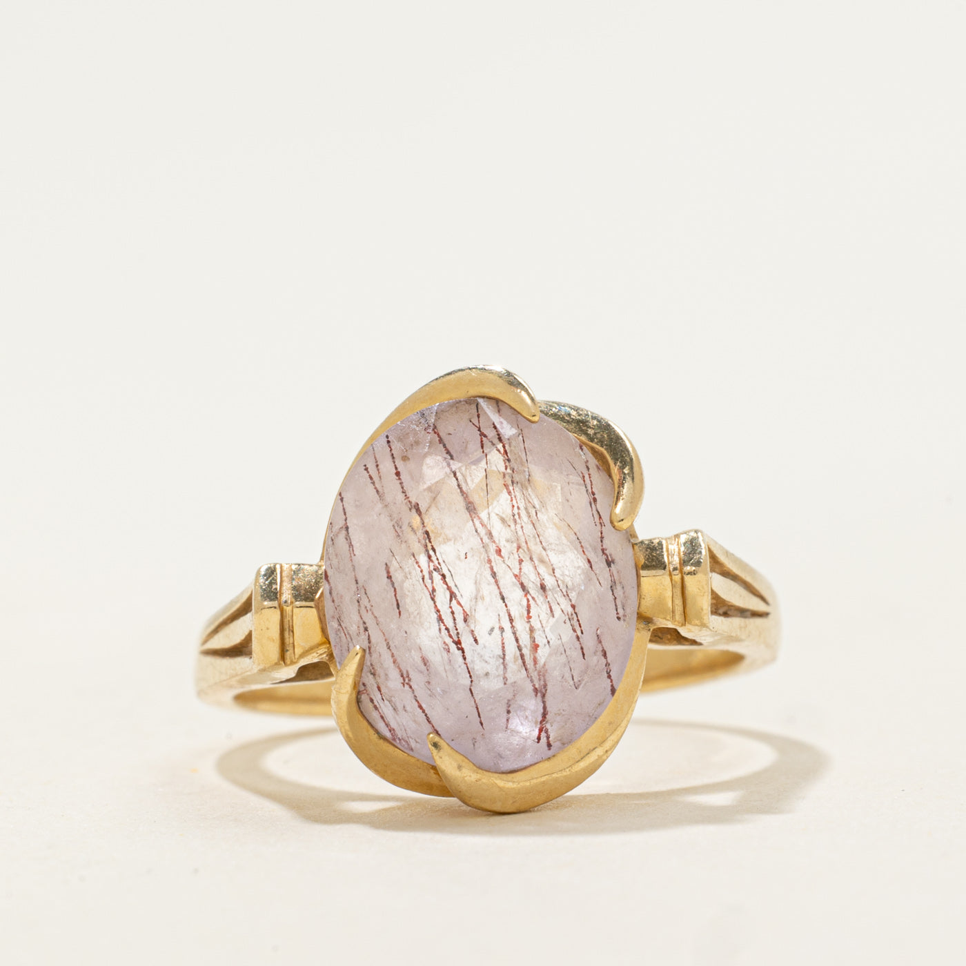 14k Rose Quartz & Hematite Inclusions Ring | 3.25ct | SZ 7.25 |