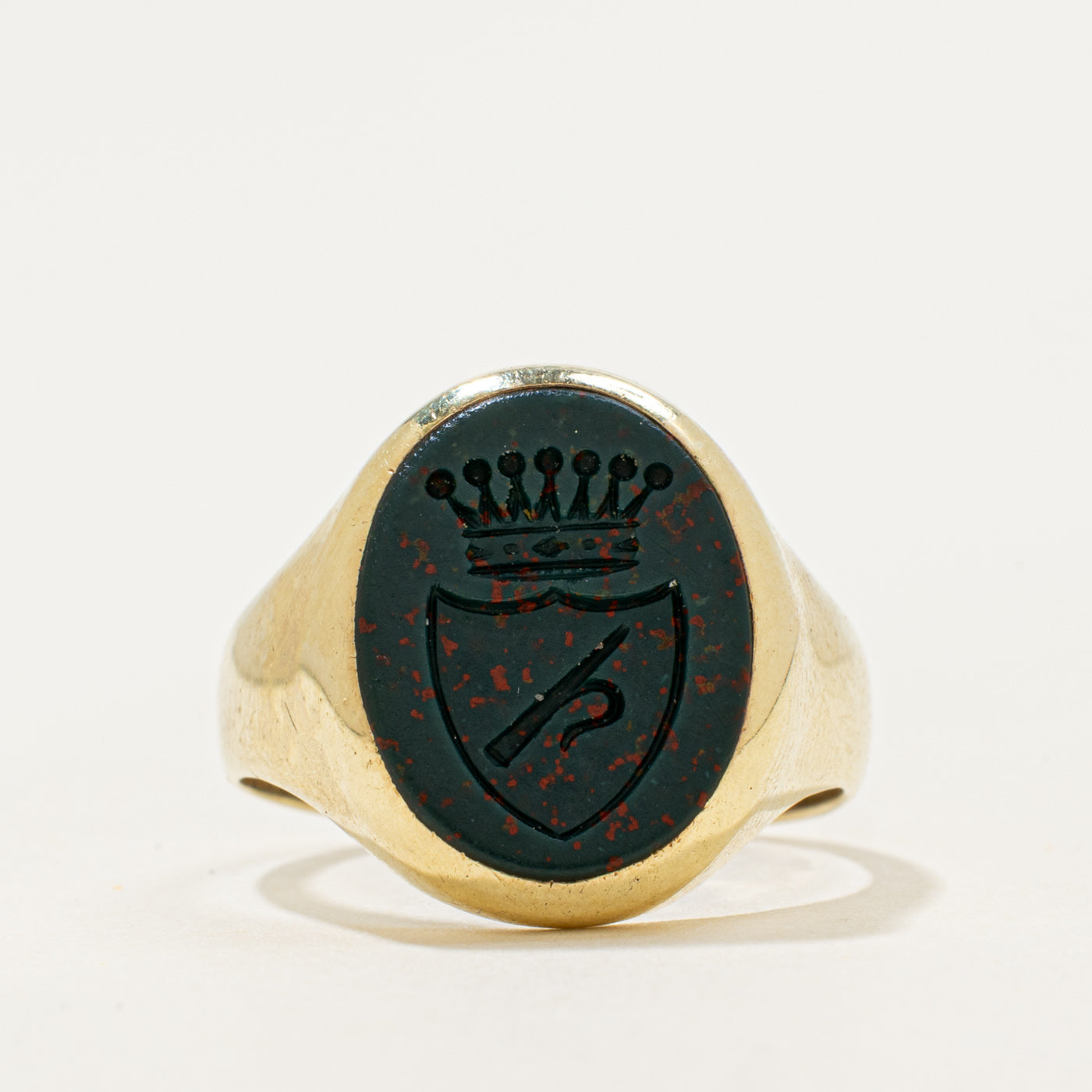 14k Intaglio Crest Signet Ring | 2.1ct | SZ 6.5