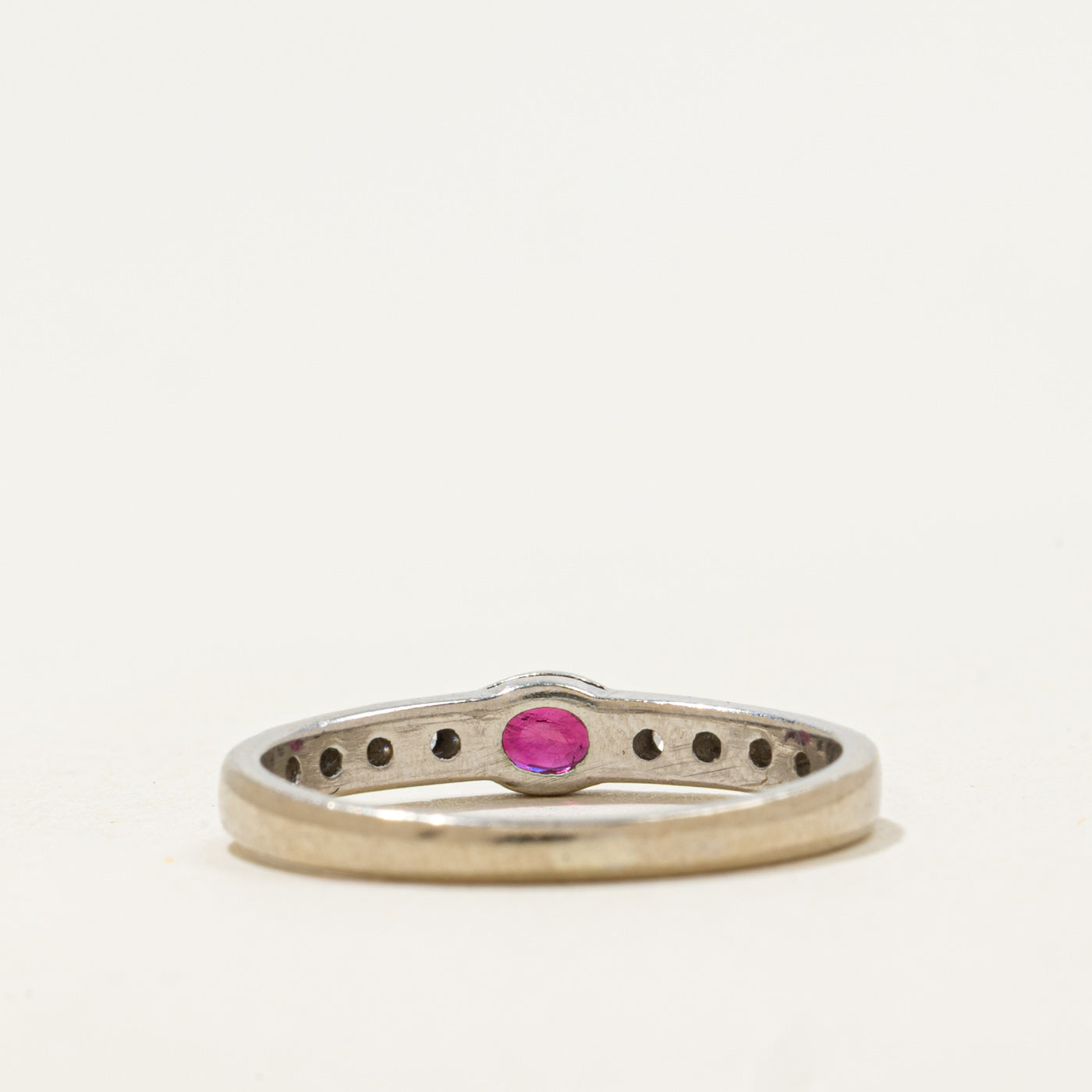 14k Synthetic Ruby & Diamond Ring | 0.15ct, 0.08ct | SZ 6.25