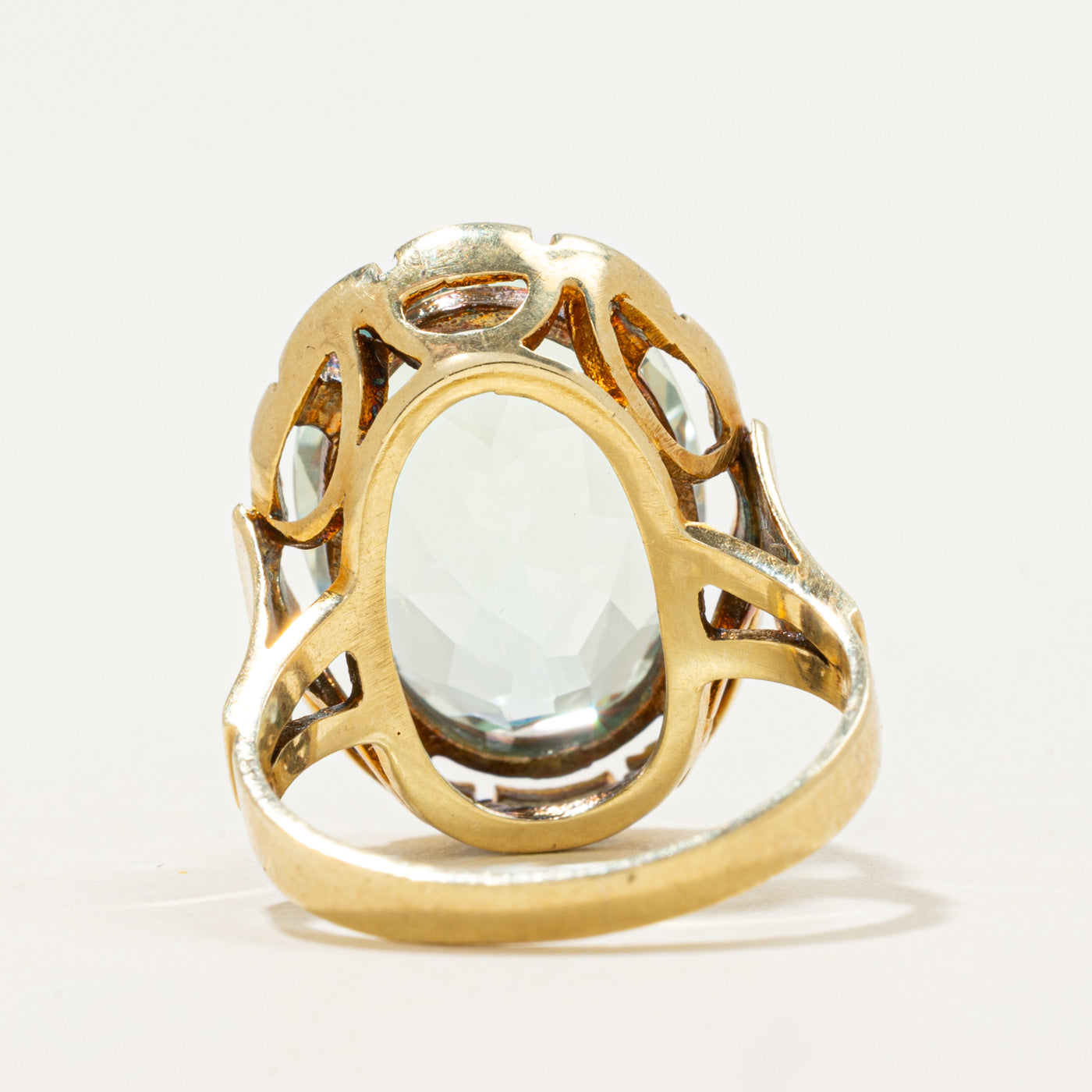14k Oval Cut Aquamarine Cocktail Ring | 9.6ct | SZ 6.75