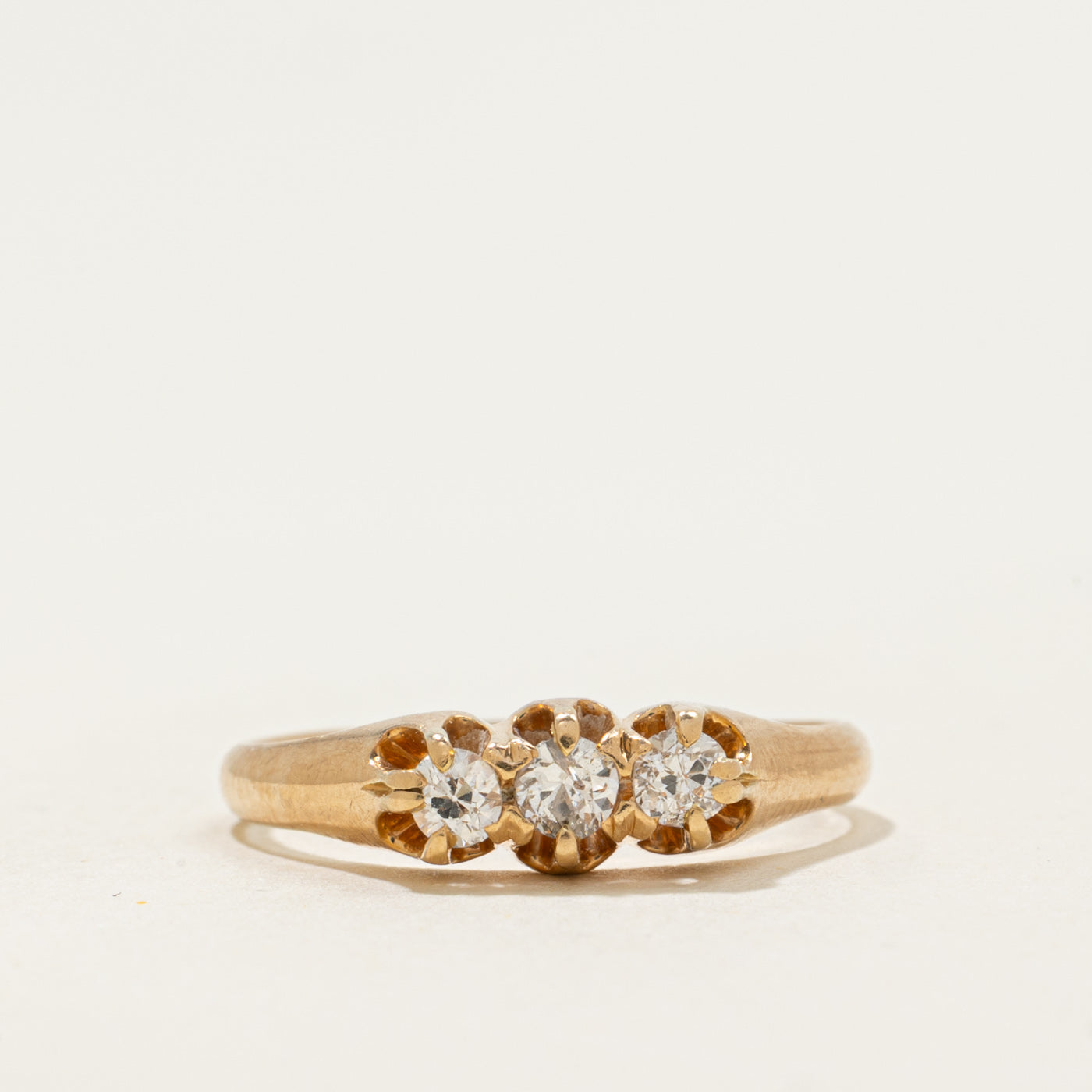 Antique Belcher Set Three Stone Old European Diamond Ring | 0.3ctw | SZ 7