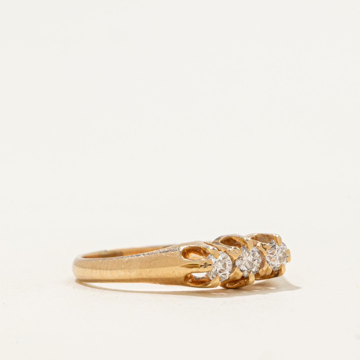 Antique Belcher Set Three Stone Old European Diamond Ring | 0.3ctw | SZ 7