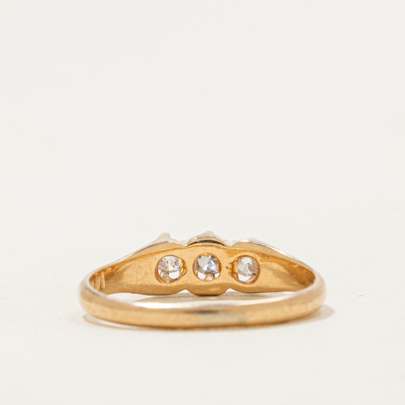 Antique Belcher Set Three Stone Old European Diamond Ring | 0.3ctw | SZ 7