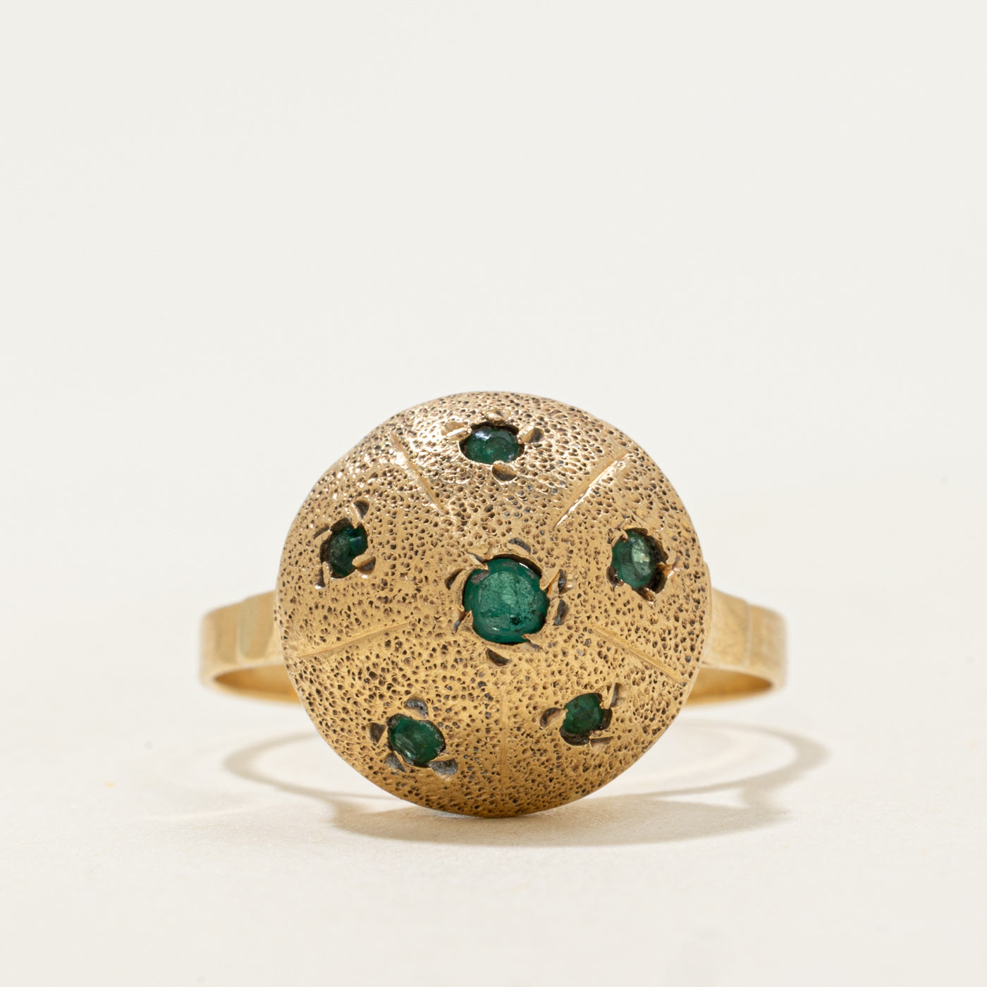 18k Emerald Domed Ball Ring | 0.16ctw | SZ 6.75