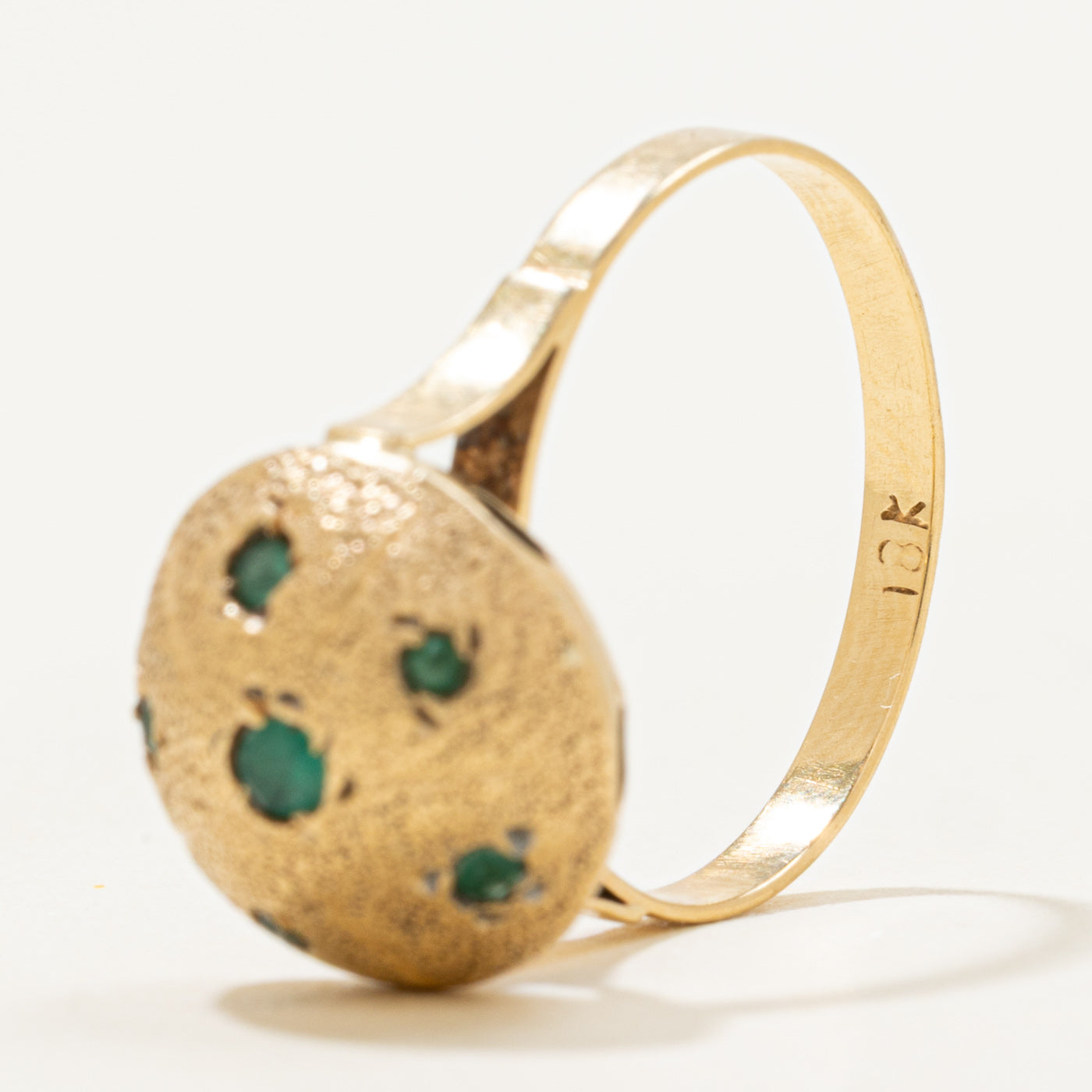 18k Emerald Domed Ball Ring | 0.16ctw | SZ 6.75