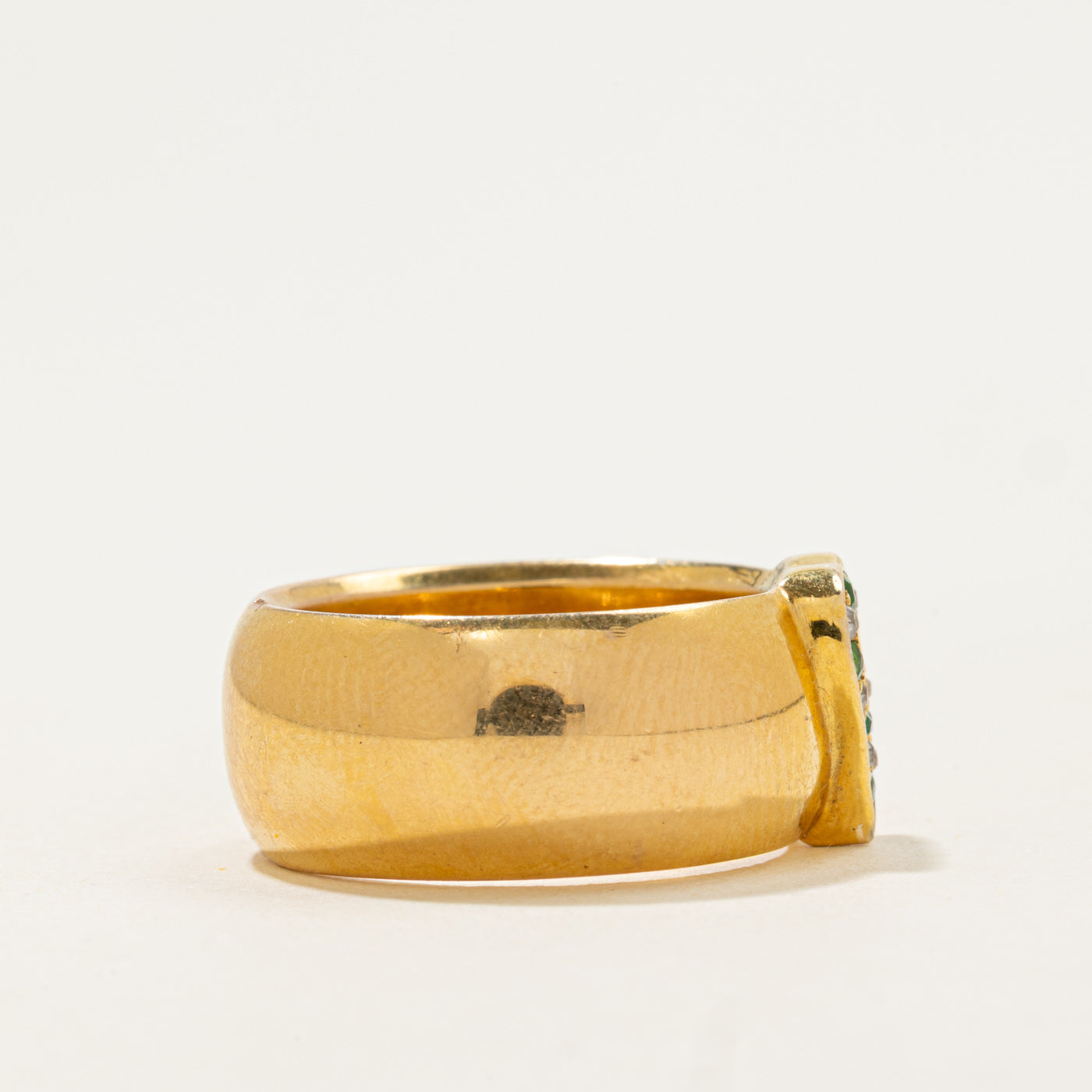 18k Green Garnet & Old Mine Cut Diamond Heart Ring | 0.08ctw, 0.09ctw | SZ 7.25