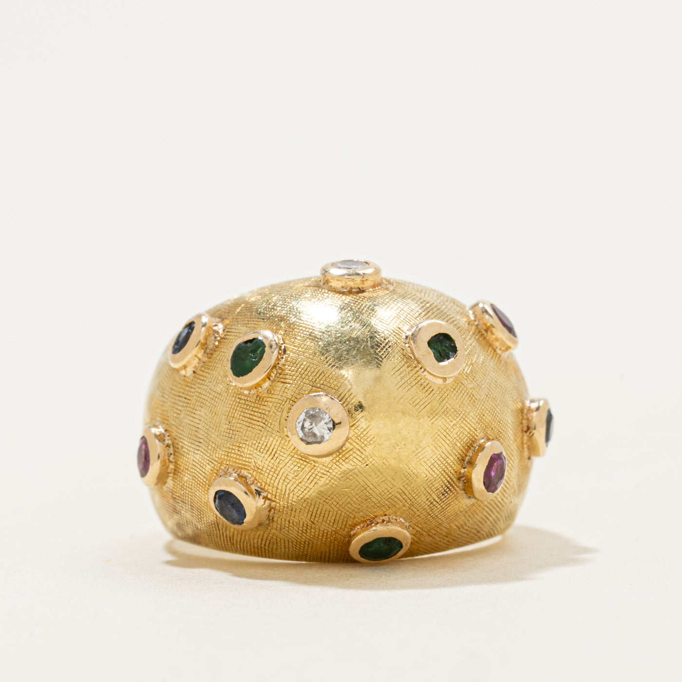 18k Multi Gemstone Dome Ring | 0.35ctw | SZ 4.75