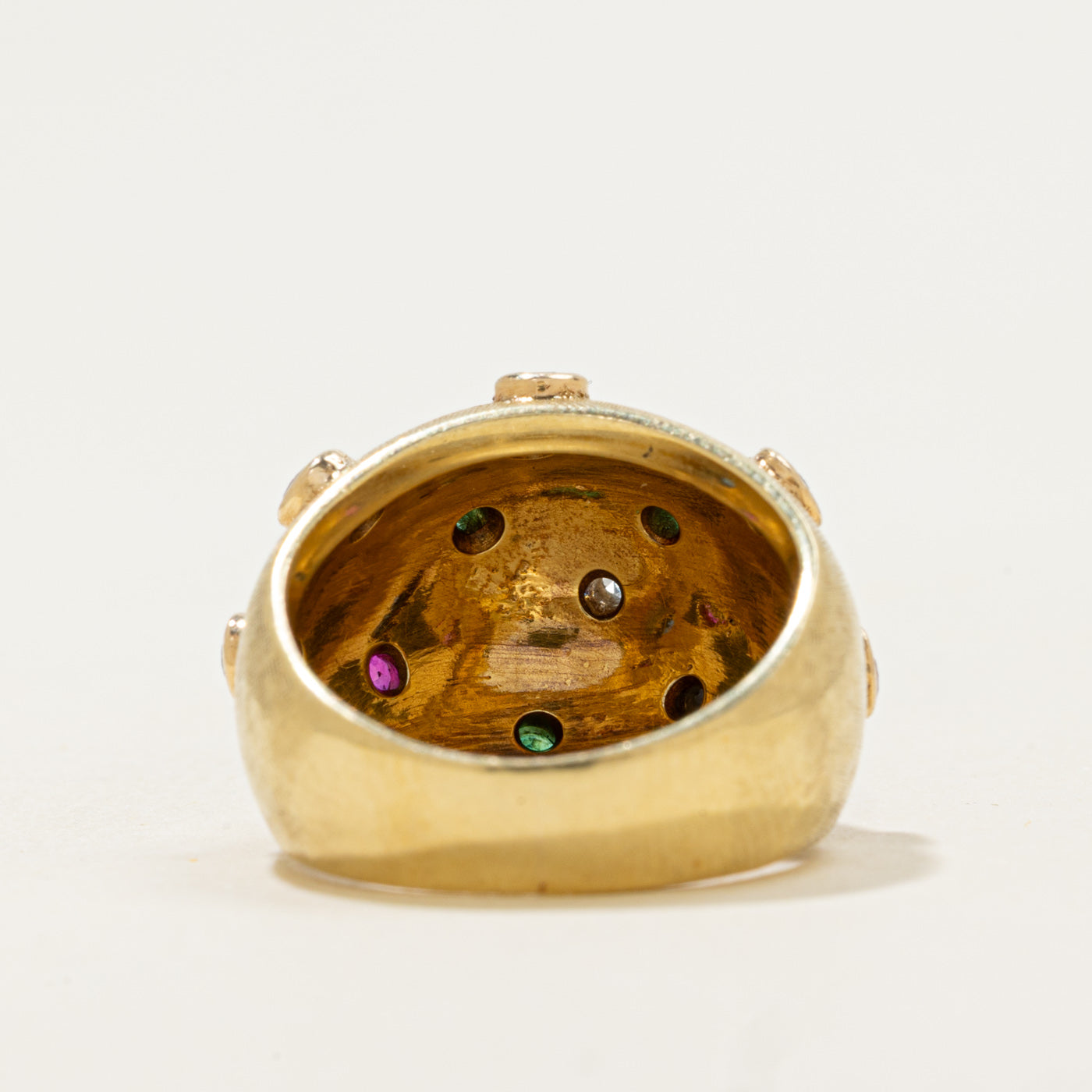 18k Multi Gemstone Dome Ring | 0.35ctw | SZ 4.75