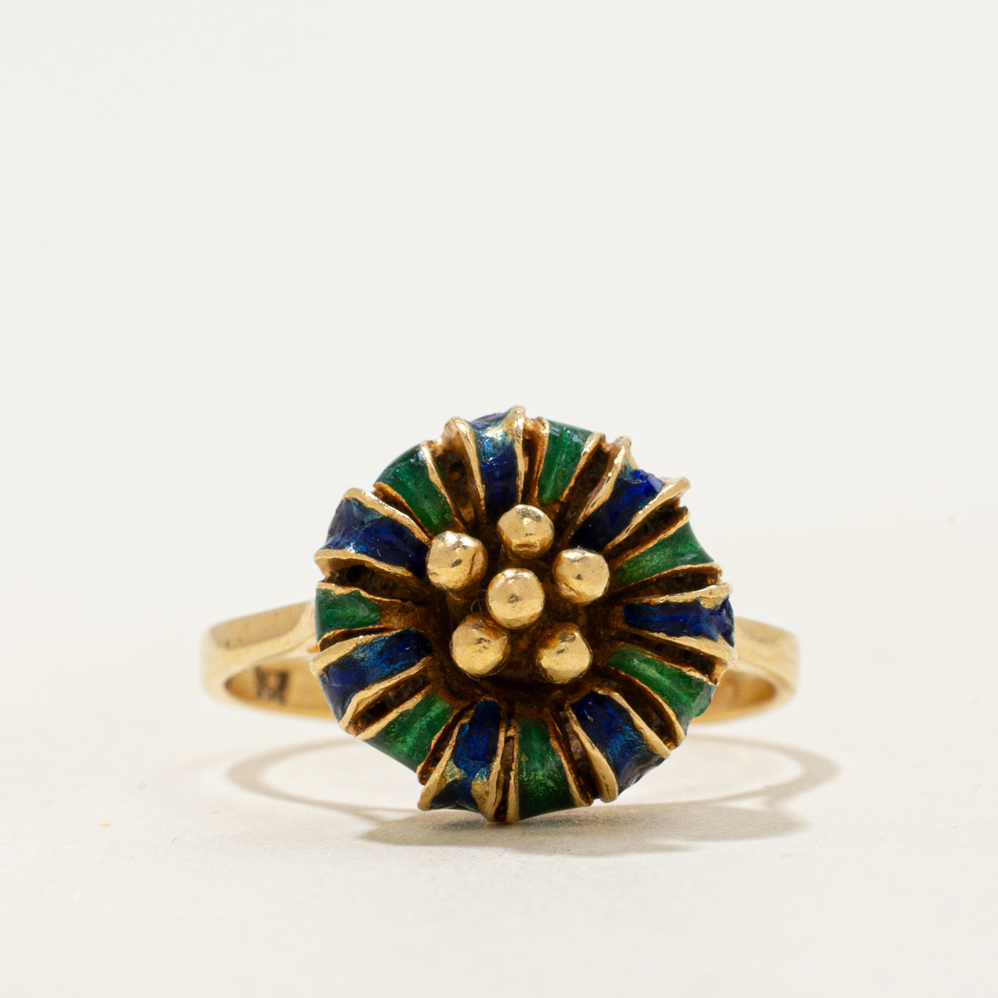 Vintage Italian 18k Enamel Dome Ring | SZ 6.5