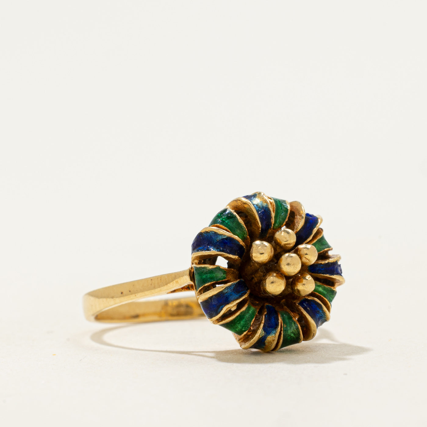Vintage Italian 18k Enamel Dome Ring | SZ 6.5