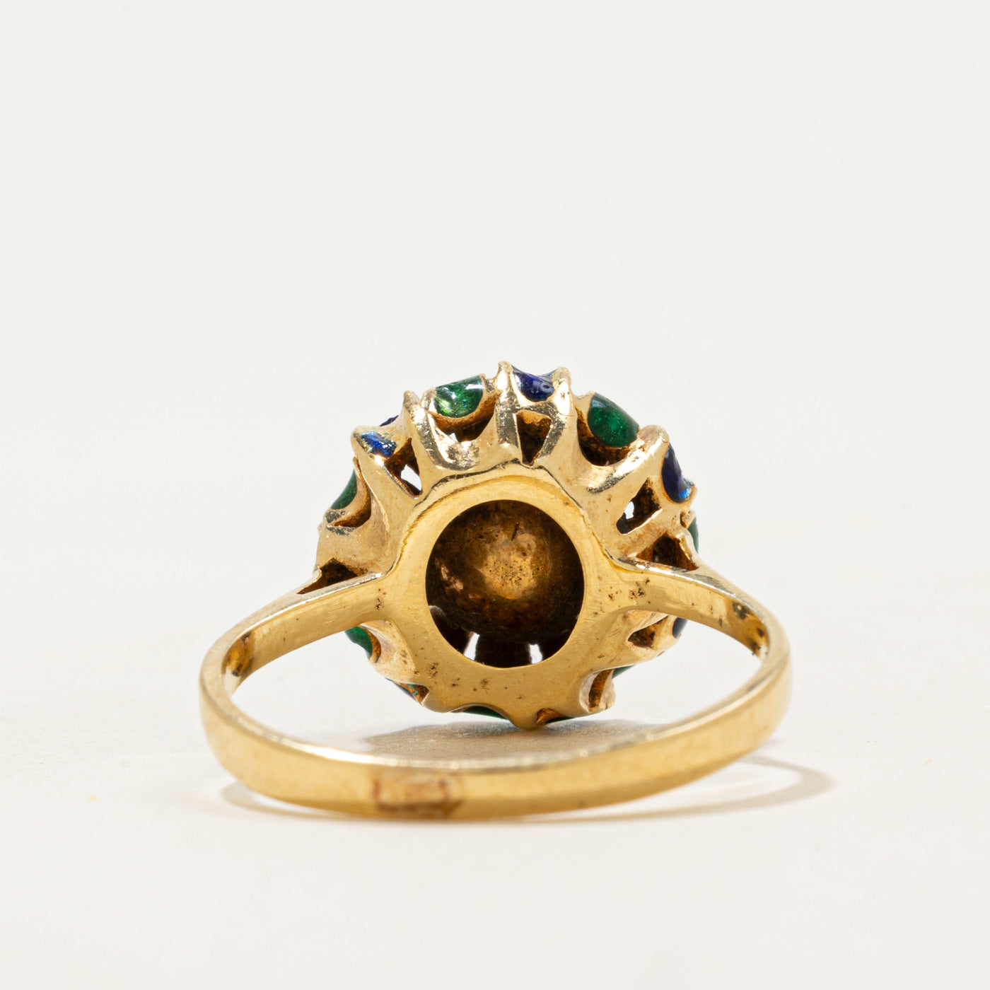 Vintage Italian 18k Enamel Dome Ring | SZ 6.5