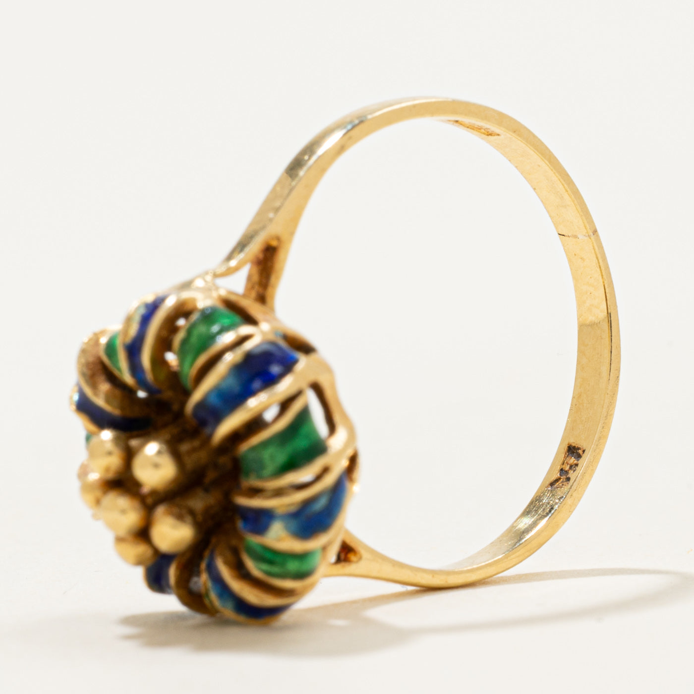 Vintage Italian 18k Enamel Dome Ring | SZ 6.5