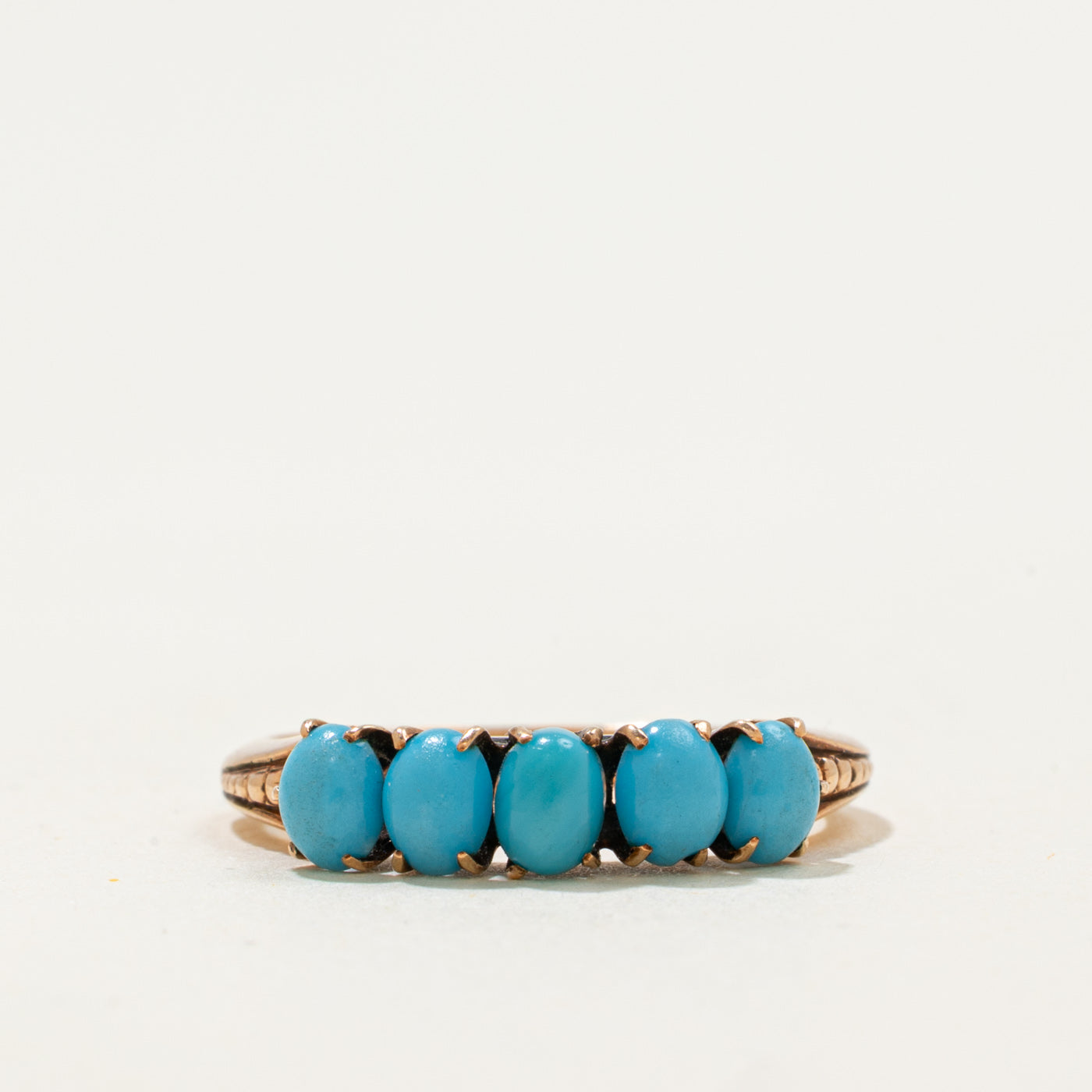 10k Imitation Turquoise Five Stone Ring | 1.05ctw | SZ 5.5