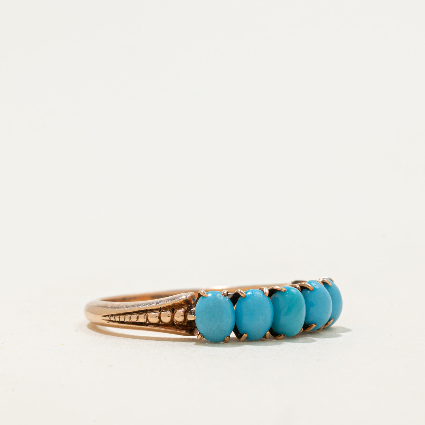10k Imitation Turquoise Five Stone Ring | 1.05ctw | SZ 5.5