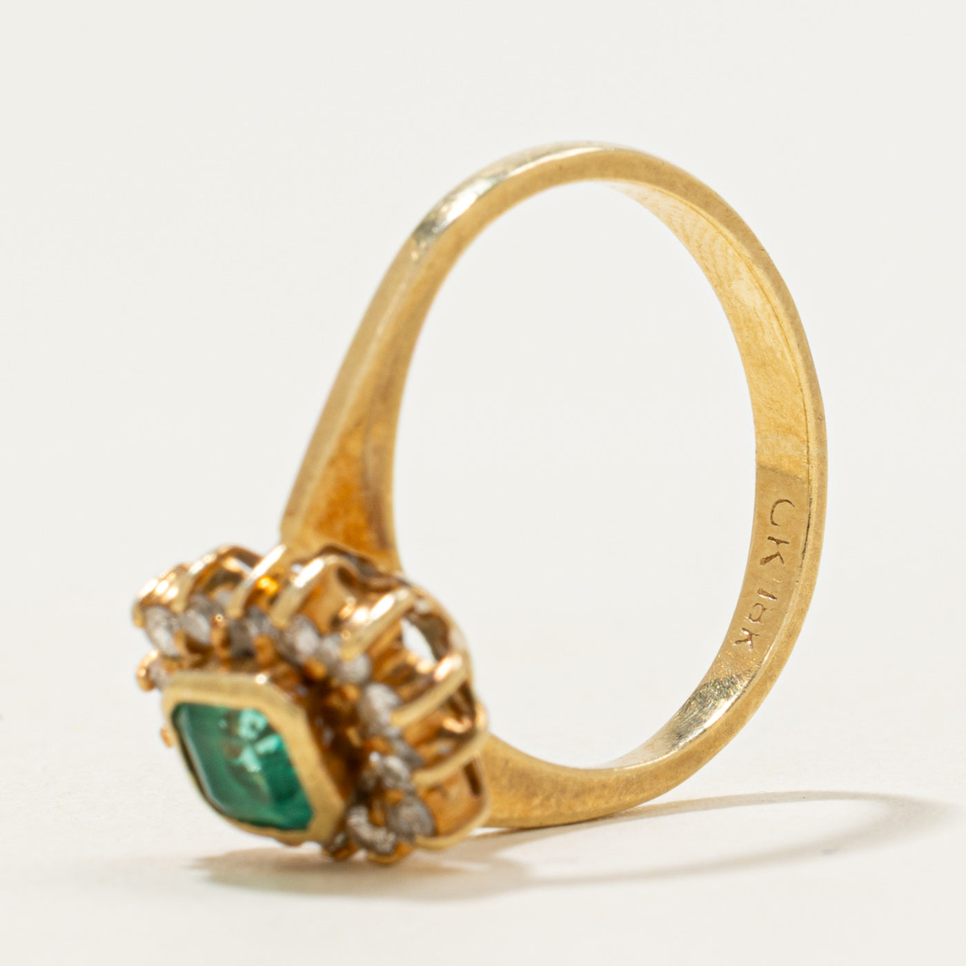 18k Emerald & Diamond Petal Halo Ring | 0.46ct, 0.07ctw | SZ 4.5