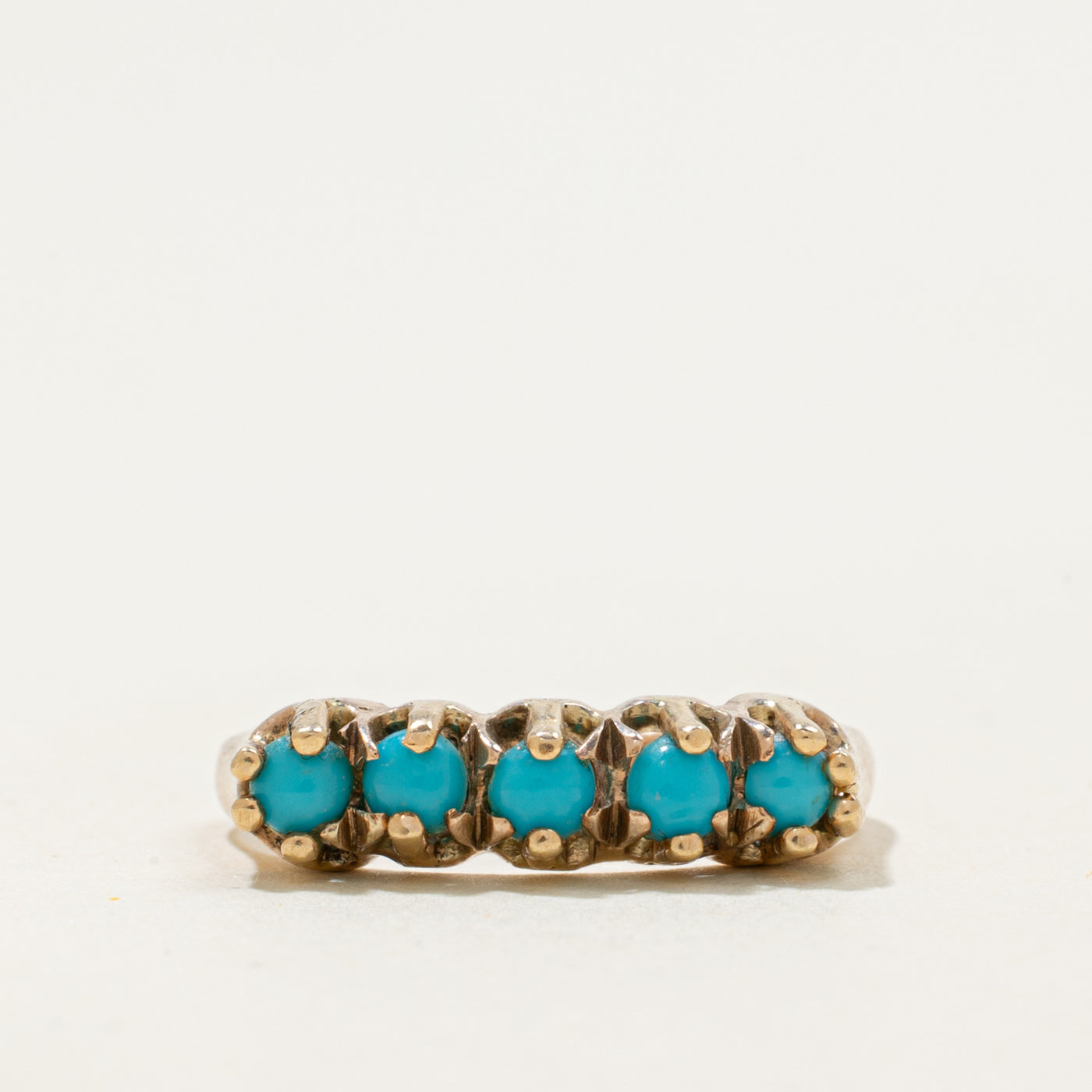 10k Five-Stone Imitation Turquoise Ring | 0.5ctw | SZ 6