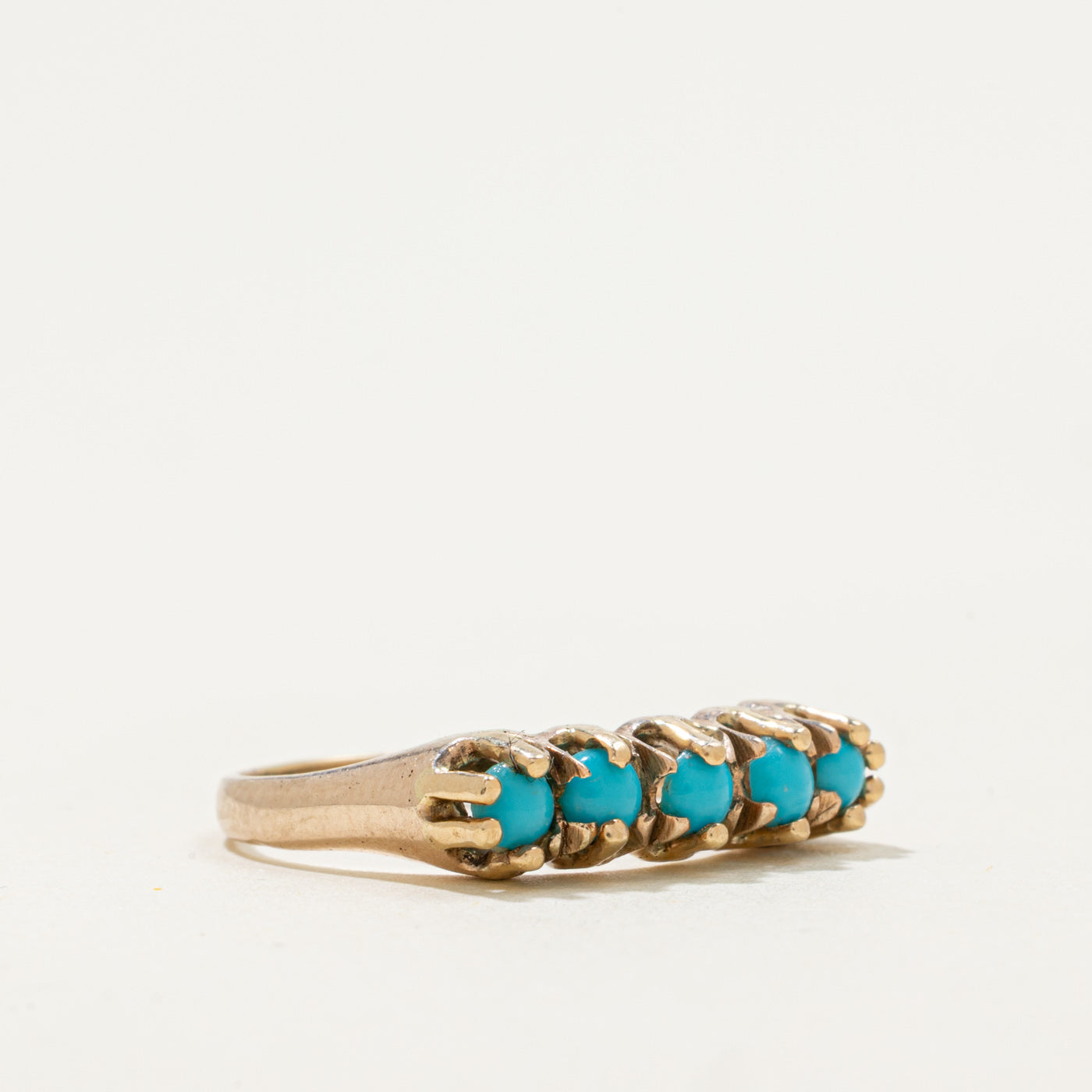 10k Five-Stone Imitation Turquoise Ring | 0.5ctw | SZ 6
